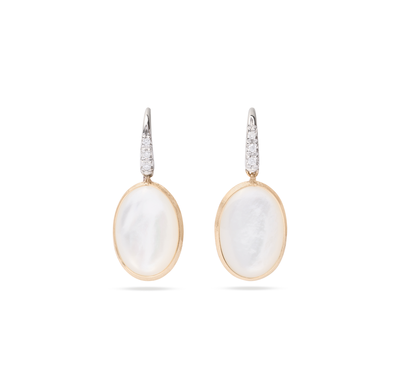 Marco Bicego Siviglia Yellow Gold Mother of Pearl Hook Earrings with Diamond Accent
