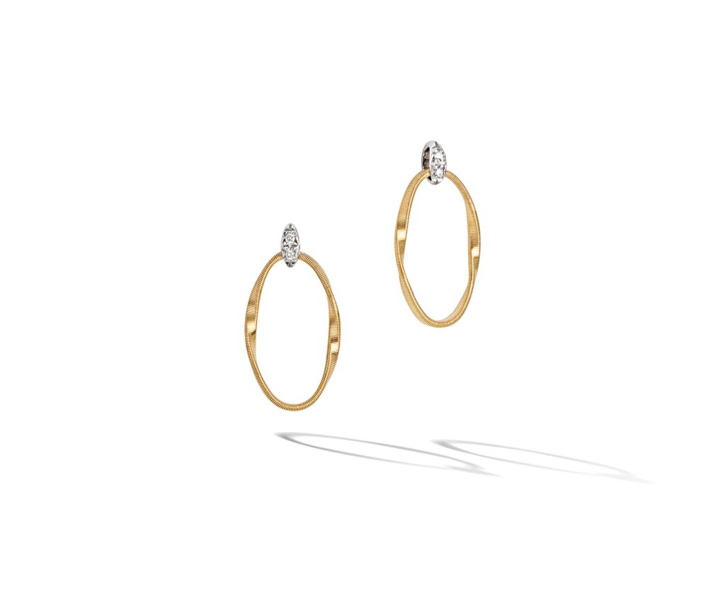 Marco Bicego Marrakech Onde 18K Yellow Gold and Diamond Open Oval Earrings