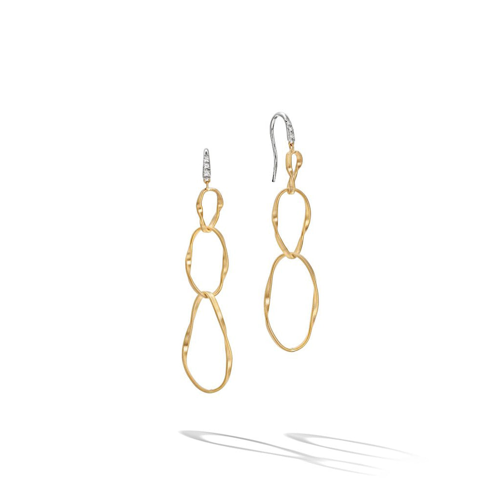 Marco Bicego Marrakech Onde 18K Yellow and White Gold Open Triple Dangle Earrings