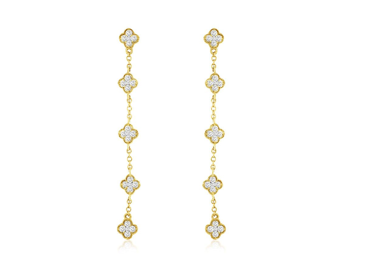 Sabel Collection 14K Yellow Gold Round Diamond Drop Earrings