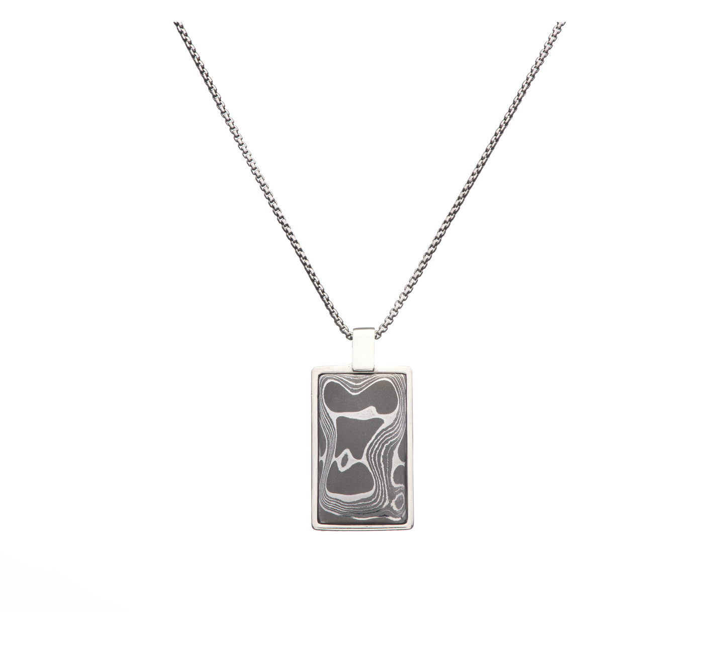 Damascus Dog Tag Necklace