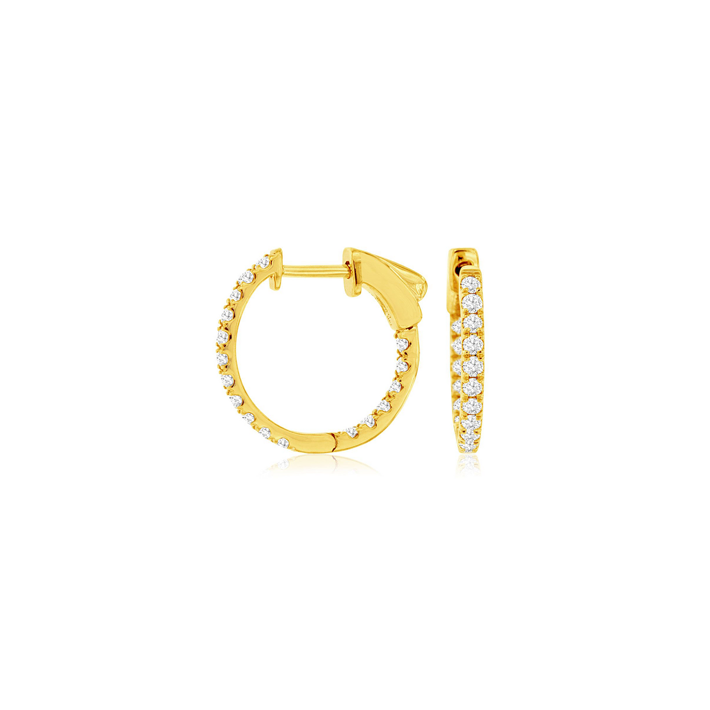Sabel Collection 14K Yellow Gold Round Diamond Hoop Earrings