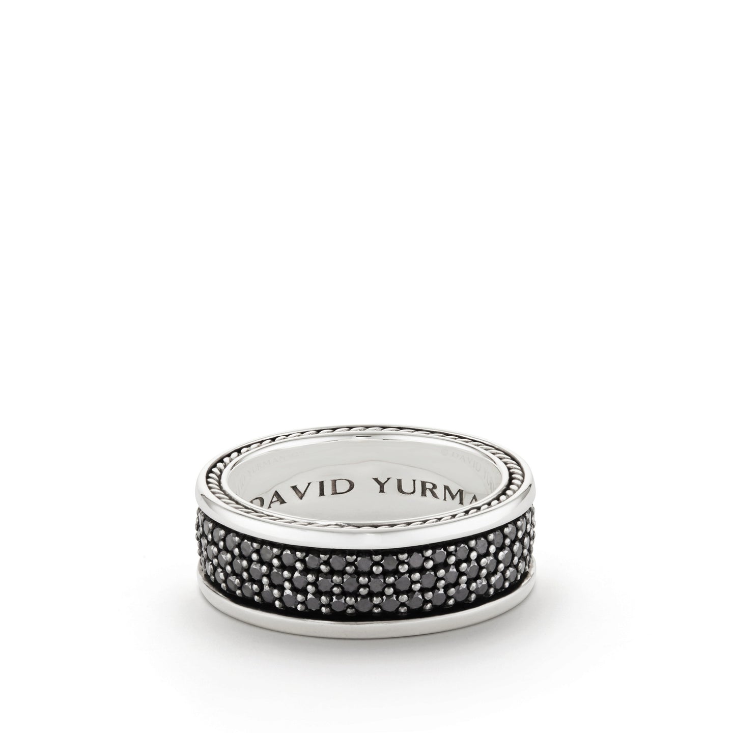Streamline® Three-Row Band Ring with Black Diamonds, Size 12.5