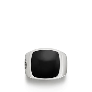 Exotic Stone Signet Ring with Black Onyx, Size 11