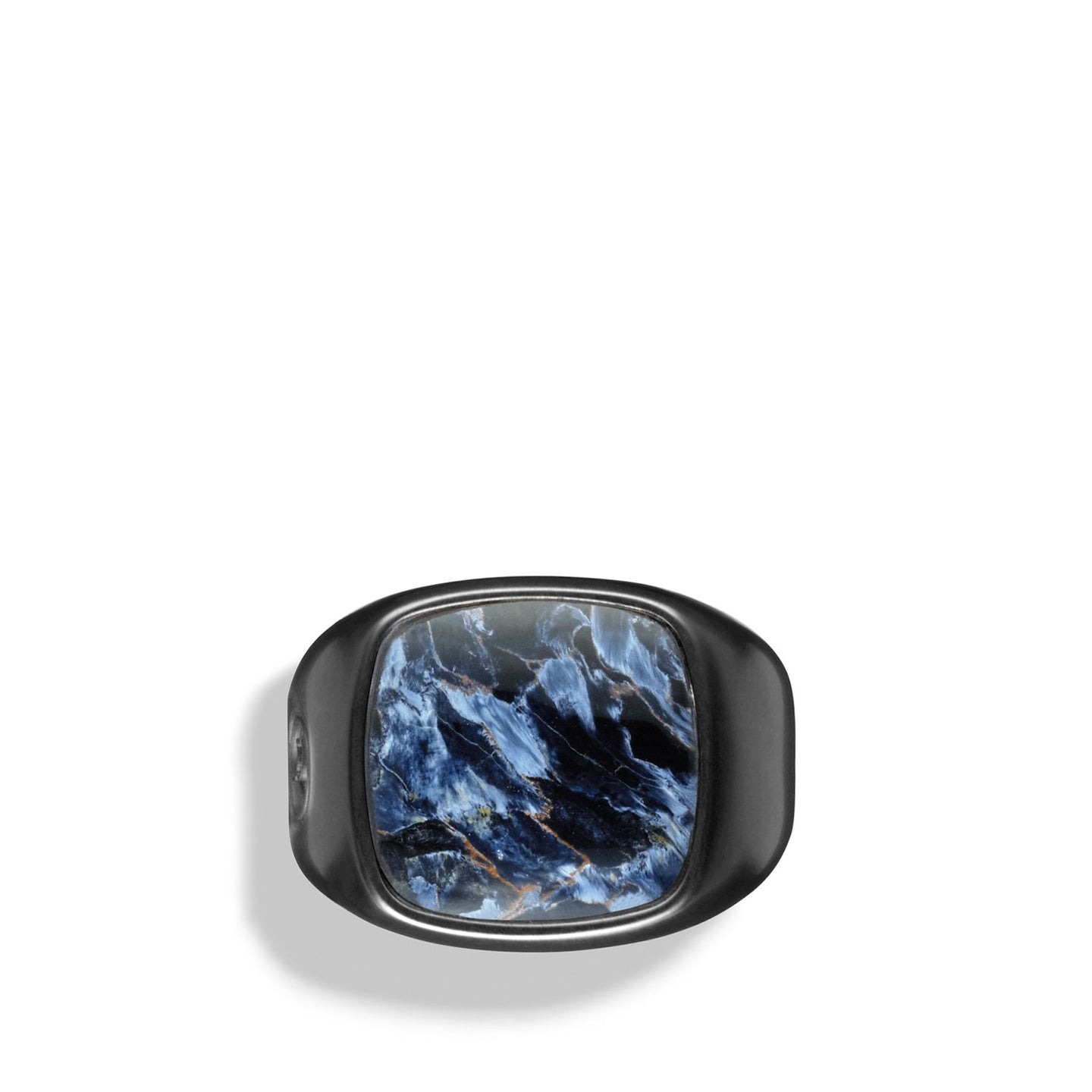 Exotic Stone Ring with Pietersite in Black Titanium, Size 10