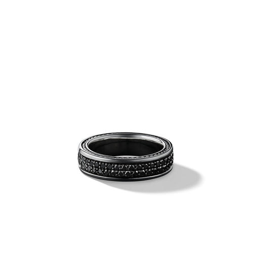 Streamline® Pavé Band in Sterling Silver with Black Diamonds, Size 9