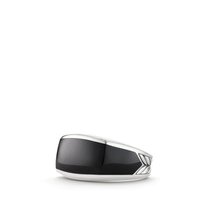 Exotic Stone Narrow Three-Sided Ring with Black Onyx, Size 9