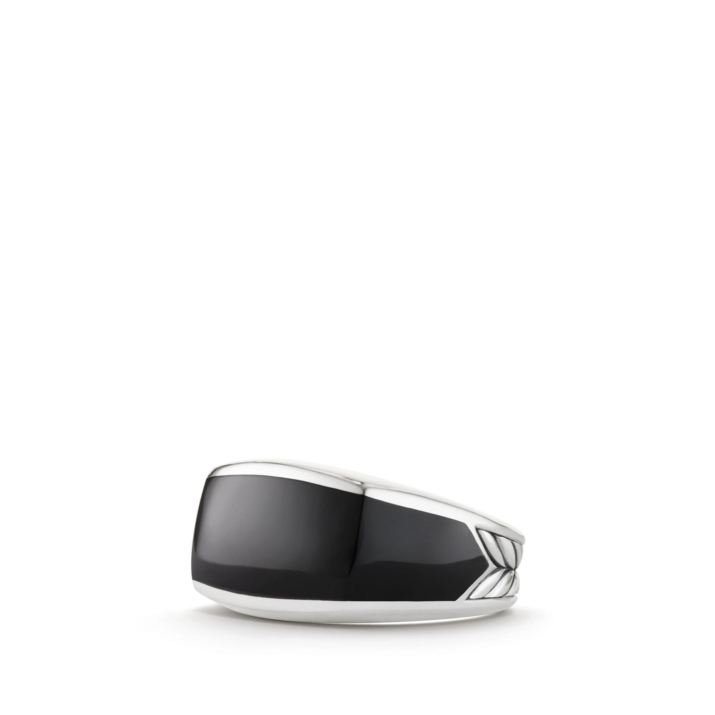 Exotic Stone Narrow Three-Sided Ring with Black Onyx, Size 9