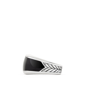 Exotic Stone Narrow Three-Sided Ring with Black Onyx, Size 9
