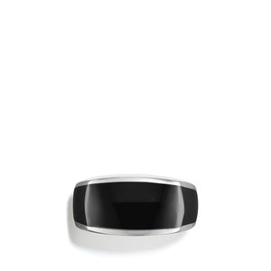Exotic Stone Narrow Three-Sided Ring with Black Onyx, Size 9