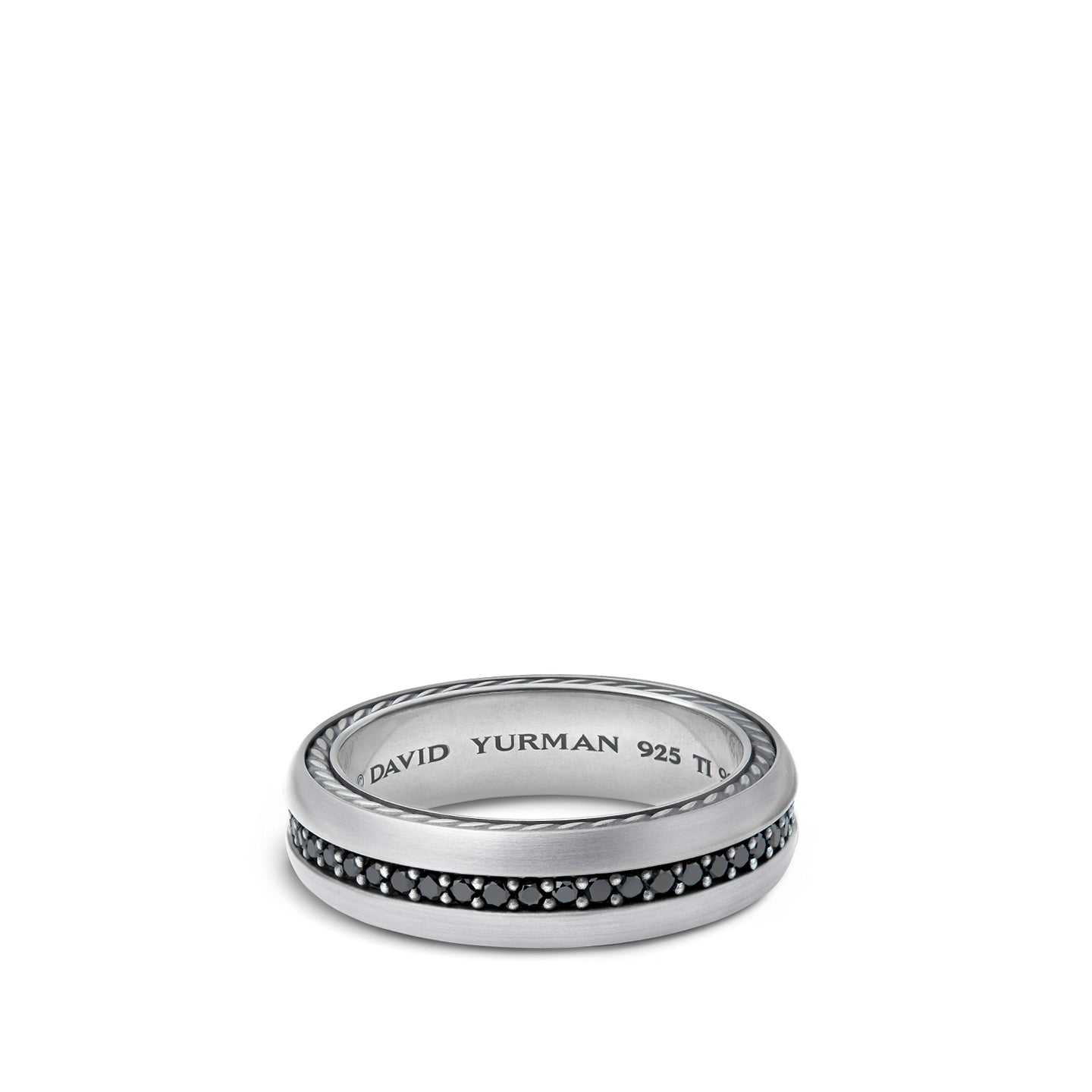 Streamline® Narrow Band Ring with Black Diamonds, Size 7.5