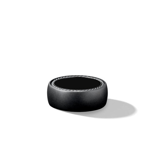 Streamline Wide Band Ring with Black Titanium, Size 13.5