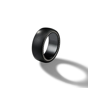Streamline Wide Band Ring with Black Titanium, Size 13.5