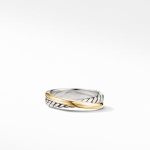 Crossover Ring with 18K Yellow Gold, Size 6