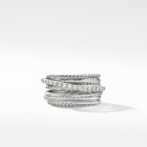 David Yurman Sterling Silver Cable Ring with Diamonds