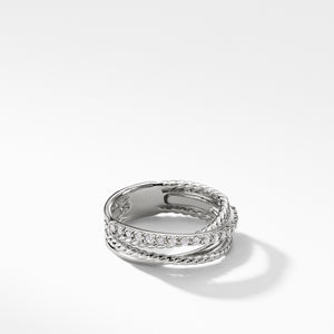Crossover Ring with Diamonds, Size 6