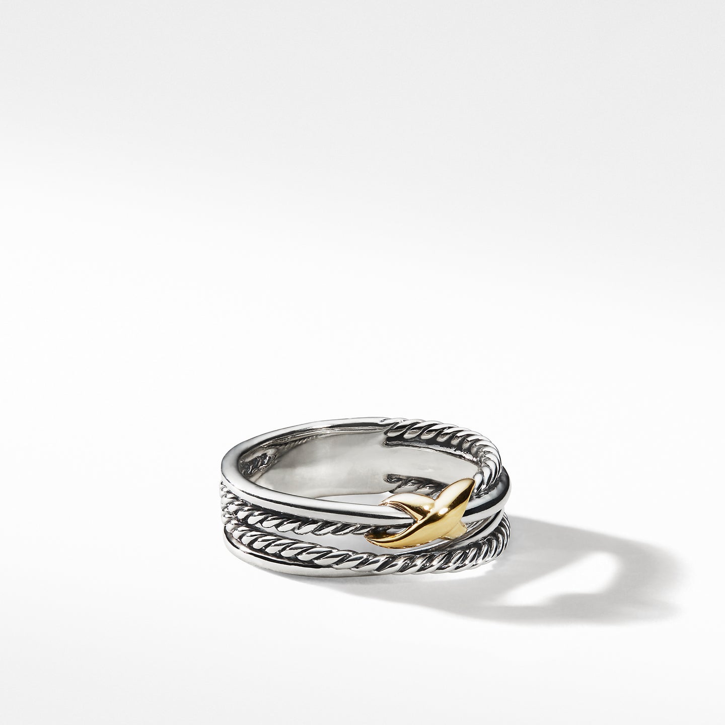 David Yurman Sterling Silver X Crossover Ring with 18k Yellow Gold