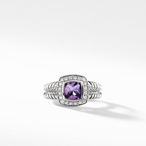 Petite Albion® Ring with Amethyst and Diamonds, Size 6