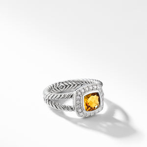 Petite Albion® Ring with Citrine and Diamonds, Size 6