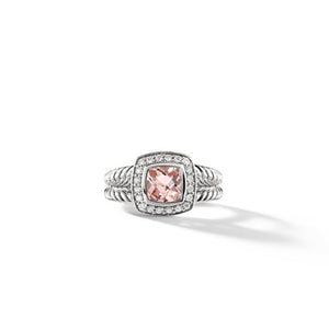 Petite Albion Ring with Morganite and Diamonds, Size 5