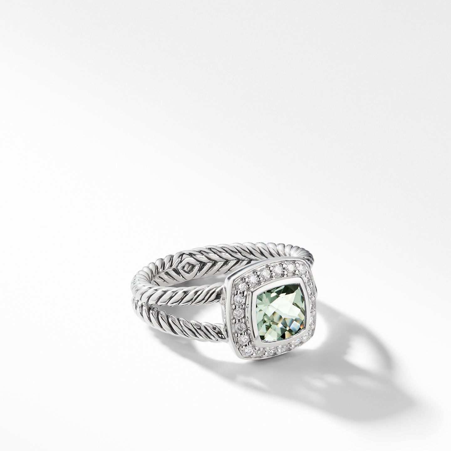 Petite Albion® Ring with Prasiolite and Diamonds, Size 7