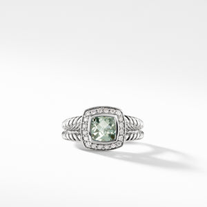 Petite Albion® Ring with Prasiolite and Diamonds, Size 7