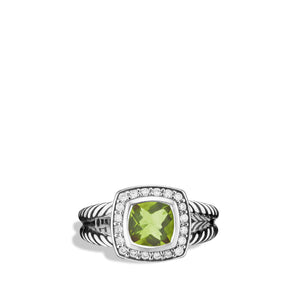 Petite Albion® Ring with Peridot and Diamonds, Size 7