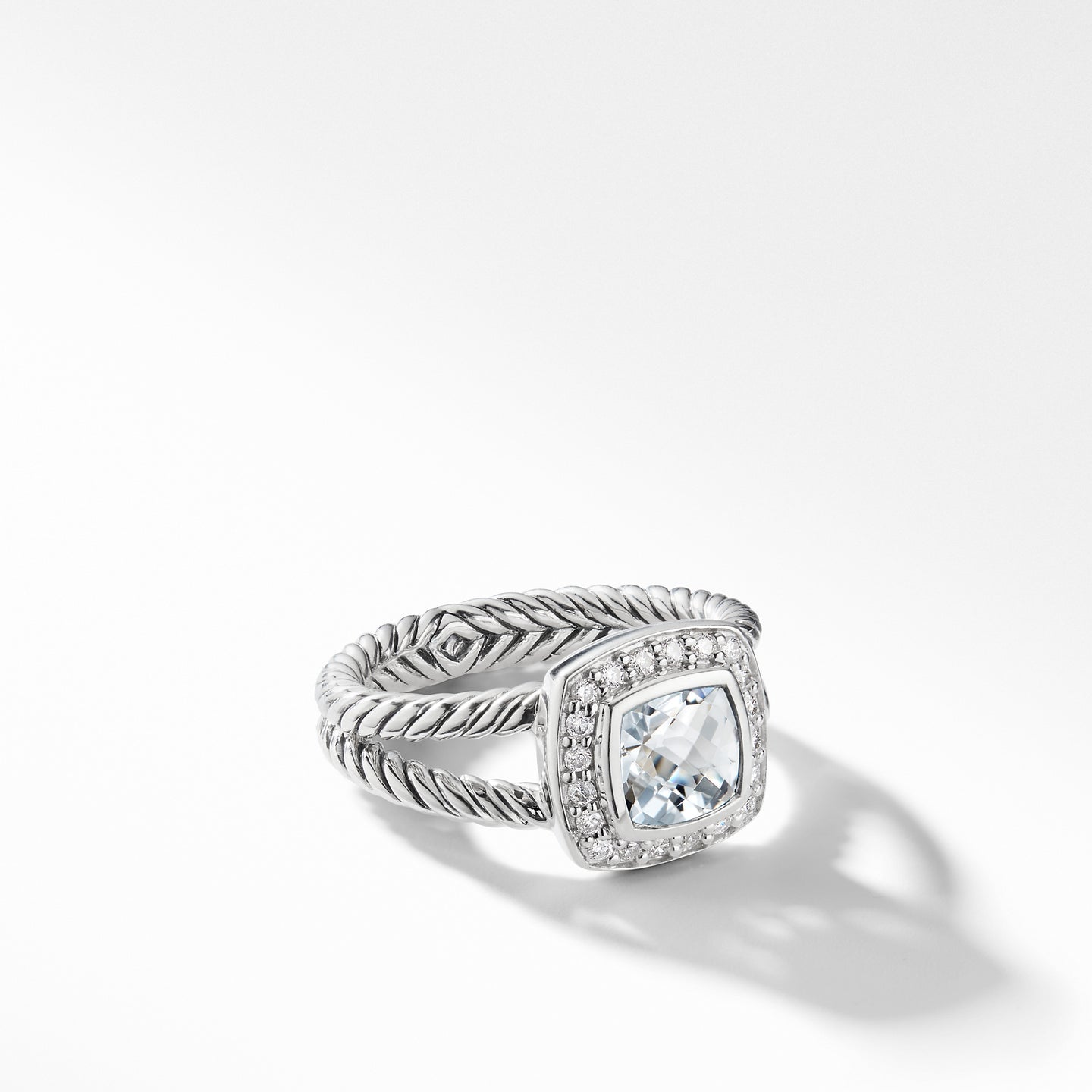 Petite Albion® Ring with White Topaz and Diamonds, Size 8