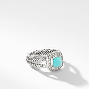 Petite Albion® Ring with Turquoise and Diamonds, Size 7