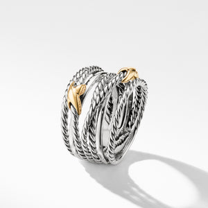 David Yurman Double X Crossover Ring in Sterling Silver and 18K Yellow Gold