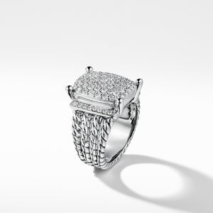 Side of David Yurman Sterling Silver Wheaton Ring with Diamonds