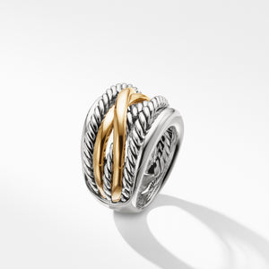 Crossover Wide Ring with Gold, Size 5
