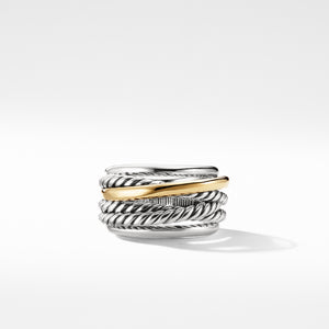 Crossover Narrow Ring with Gold, Size 8.5