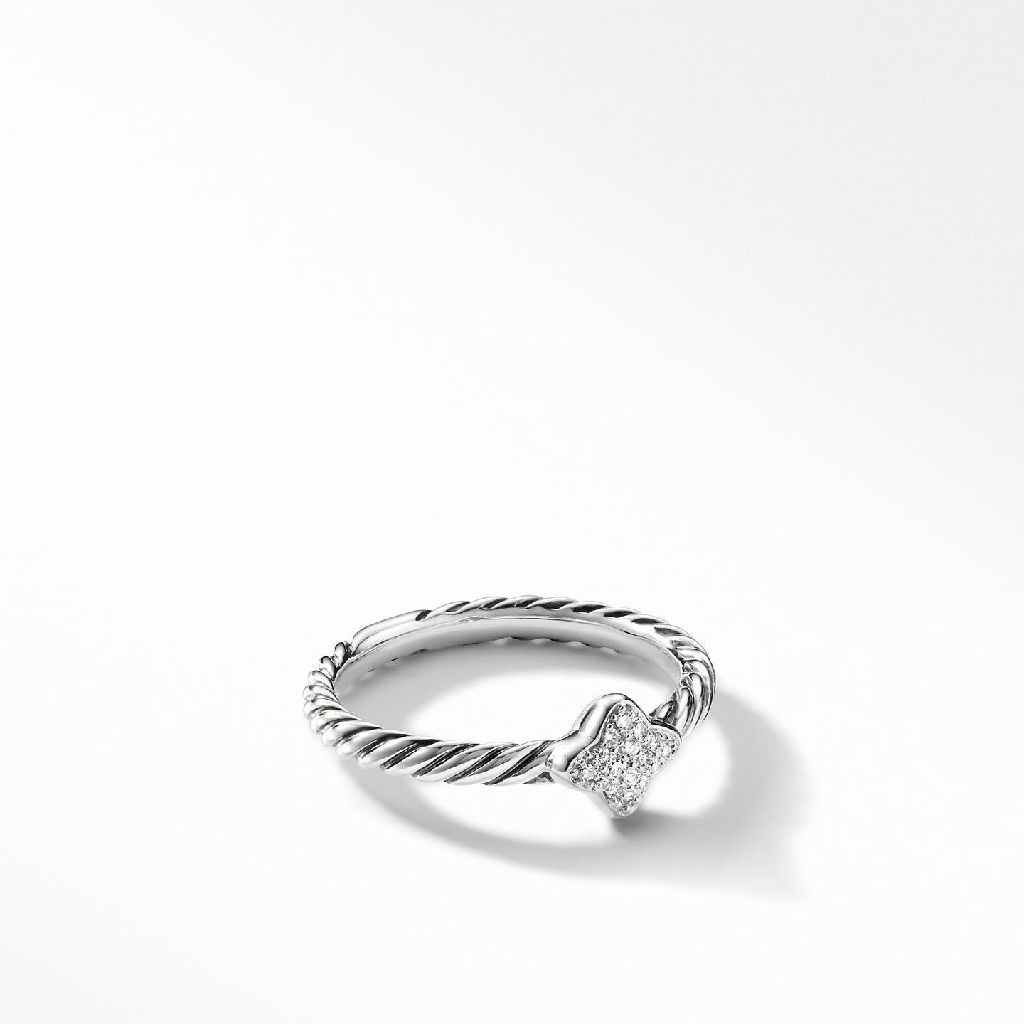 Quatrefoil Ring with Diamonds, Size 7