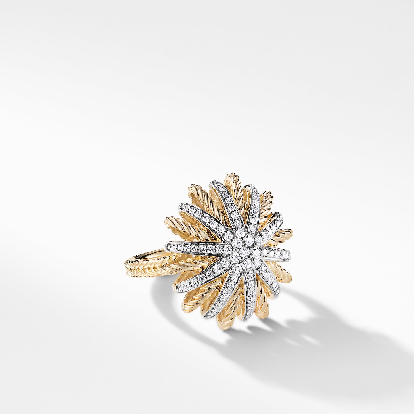Starburst Ring with Diamonds in Gold, Size 8