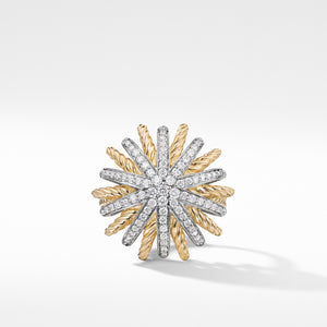 Starburst Ring with Diamonds in Gold, Size 7