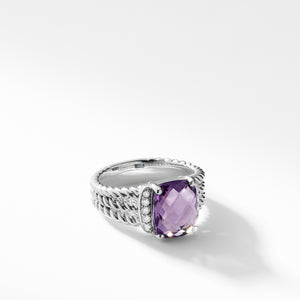 Petite Wheaton Ring with Amethyst and Diamonds, Size 6