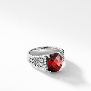 Petite Wheaton Ring with Garnet and Diamonds, Size 6