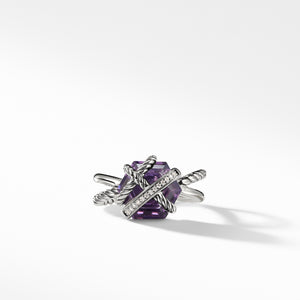 Ring with Amethyst and Diamonds, Size 6