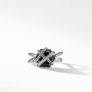 Ring with Black Onyx and Diamonds, Size 6.5