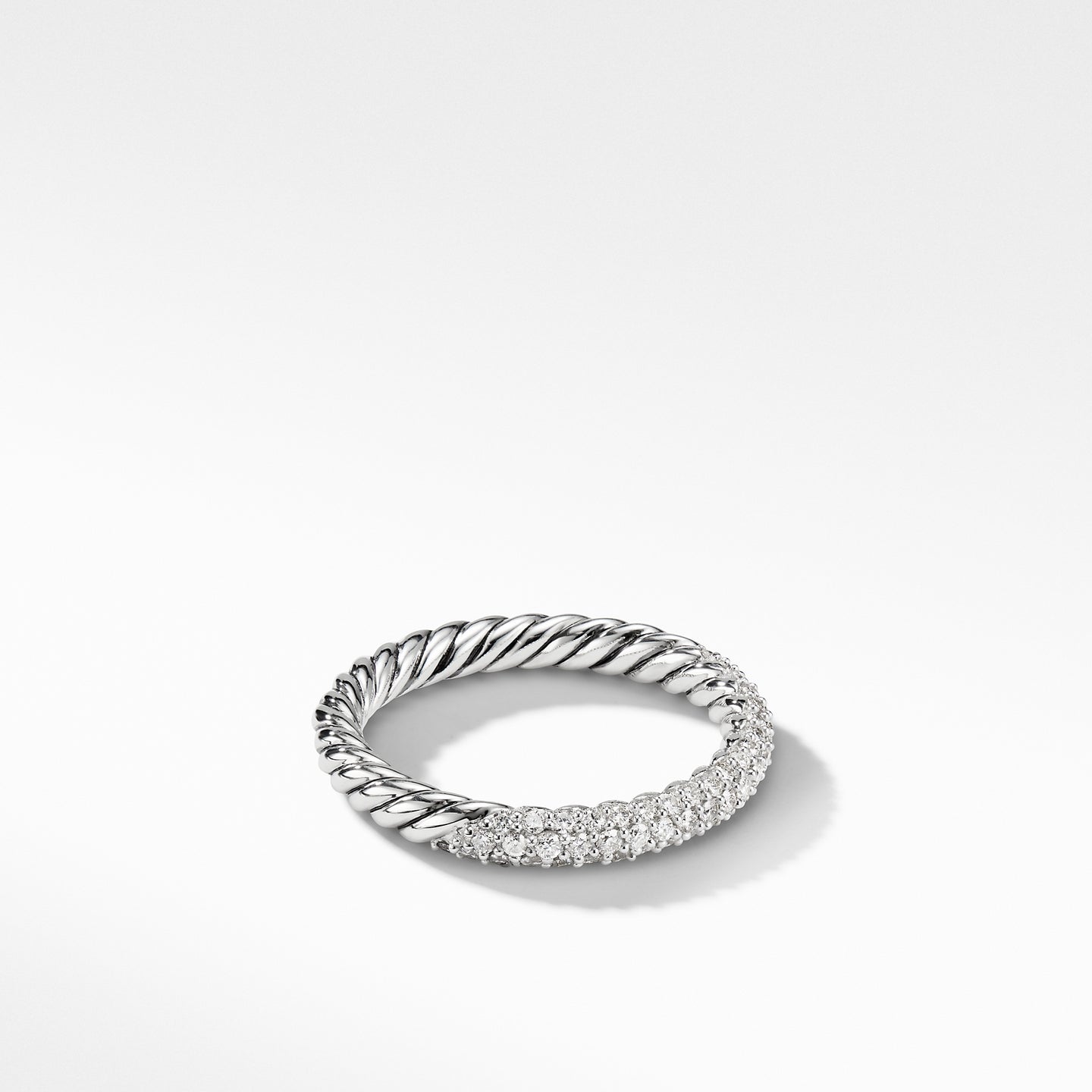 Petite Pavé Ring with Diamonds, Size 7.5