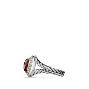 Ring with Garnet and Diamonds with 18K Gold, Size 6