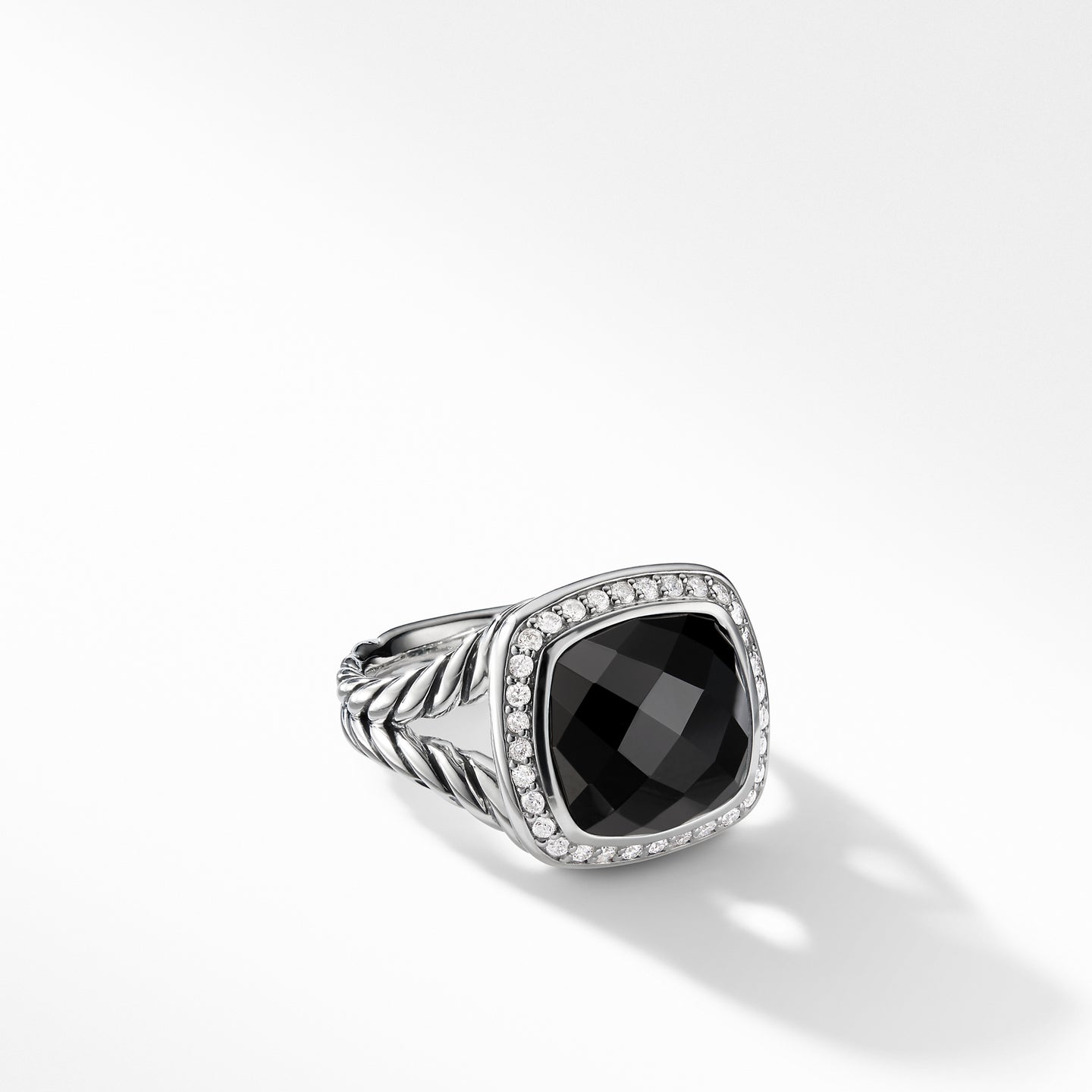 Ring with Black Onyx and Diamonds, Size 7