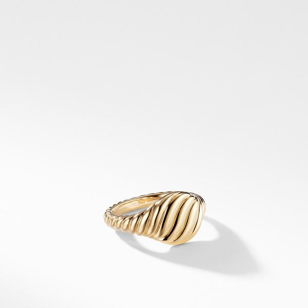 Sculpted Cable Mini Pinky Ring in 18K Gold, Size 4