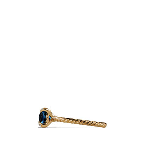 Ring with Hampton Blue Topaz and Diamonds in 18K Gold, Size 7