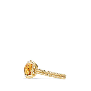 Ring Citrine and Diamonds in 18K Gold, Size 7
