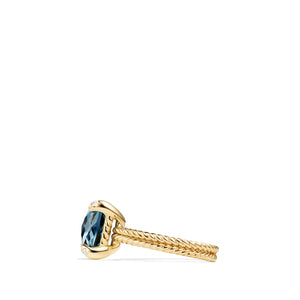 Ring with Hampton Blue Topaz and Diamonds in 18K Gold, Size 6
