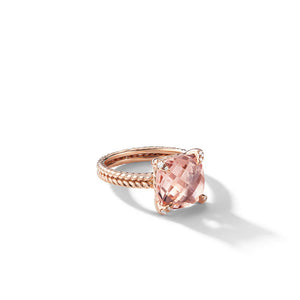 Chatelaine® Ring with Morganite and Diamonds in 18K Rose Gold, Size 5.5