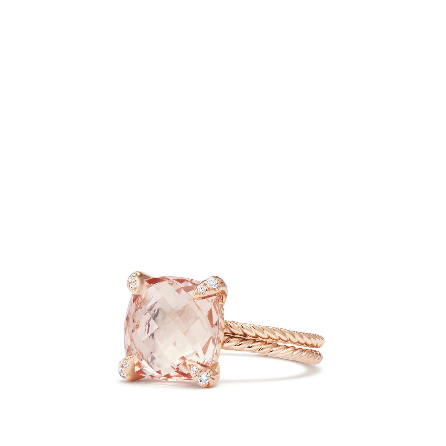 David Yurman Chatelaine Ring with Morganite and Diamonds in 18K Rose Gold