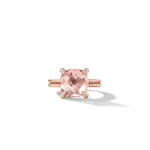 Chatelaine® Ring with Morganite and Diamonds in 18K Rose Gold, Size 5.5